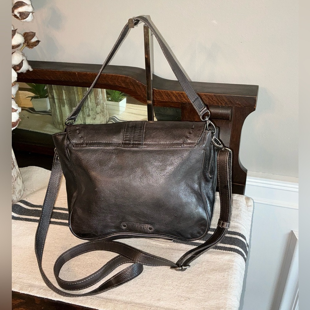 Bed Stu Brown & Black Leather Two-Tone Crossbody Bag - Picture 2 of 15